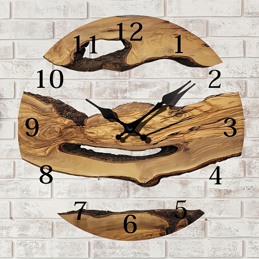 

12-inch Round Acrylic Wood Grain Wall Clock - Silent, For Living Room, Bedroom, Office Decor - Halloween & Christmas Home , Battery Operated (aa Battery Not Included)