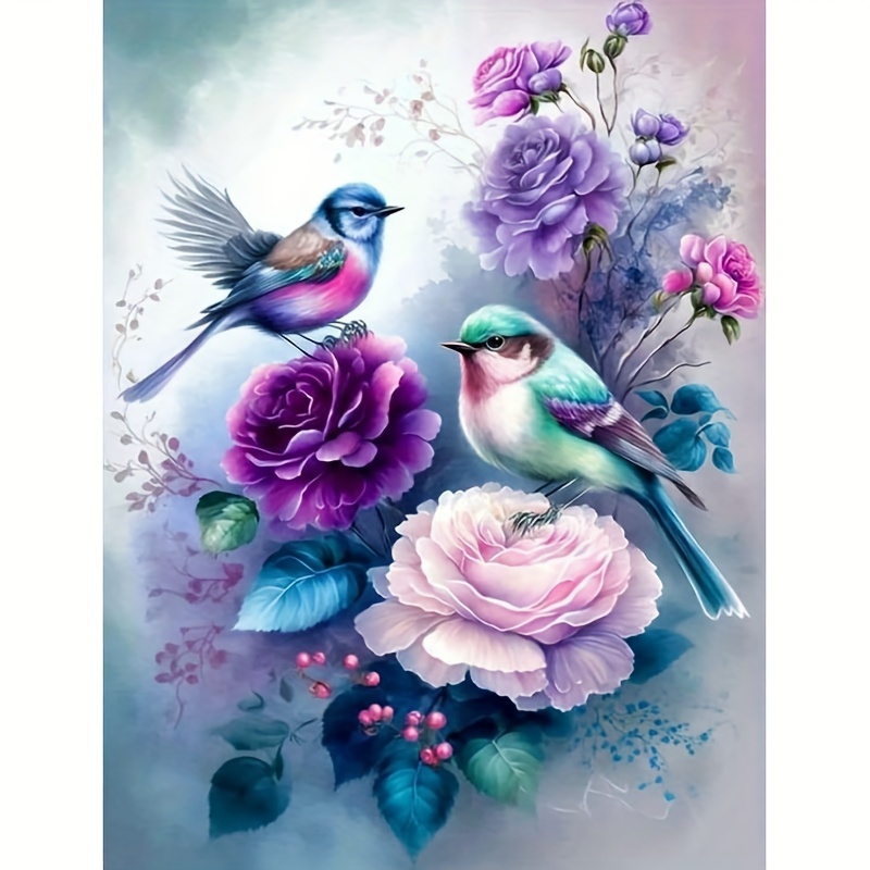 

A 2d Series Kit With A Full Diamond Painting Set Featuring Bird And Flower Patterns, Suitable For Adult Beginners And As A Gift For Home Wall Decoration.