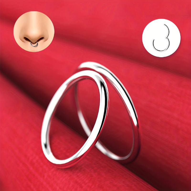 

1pc Simple Hoop Nose Ring, Septum Clicker Hinged Segment Ring, Cartilage Helix Tragus Earrings, Body Piercing Jewelry