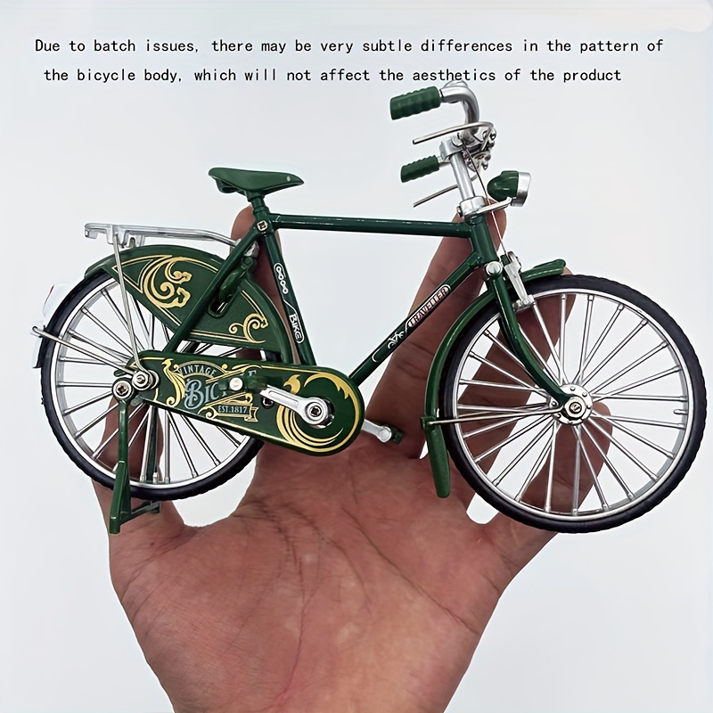 alloy steel retro bicycle model green black accents manual Temu