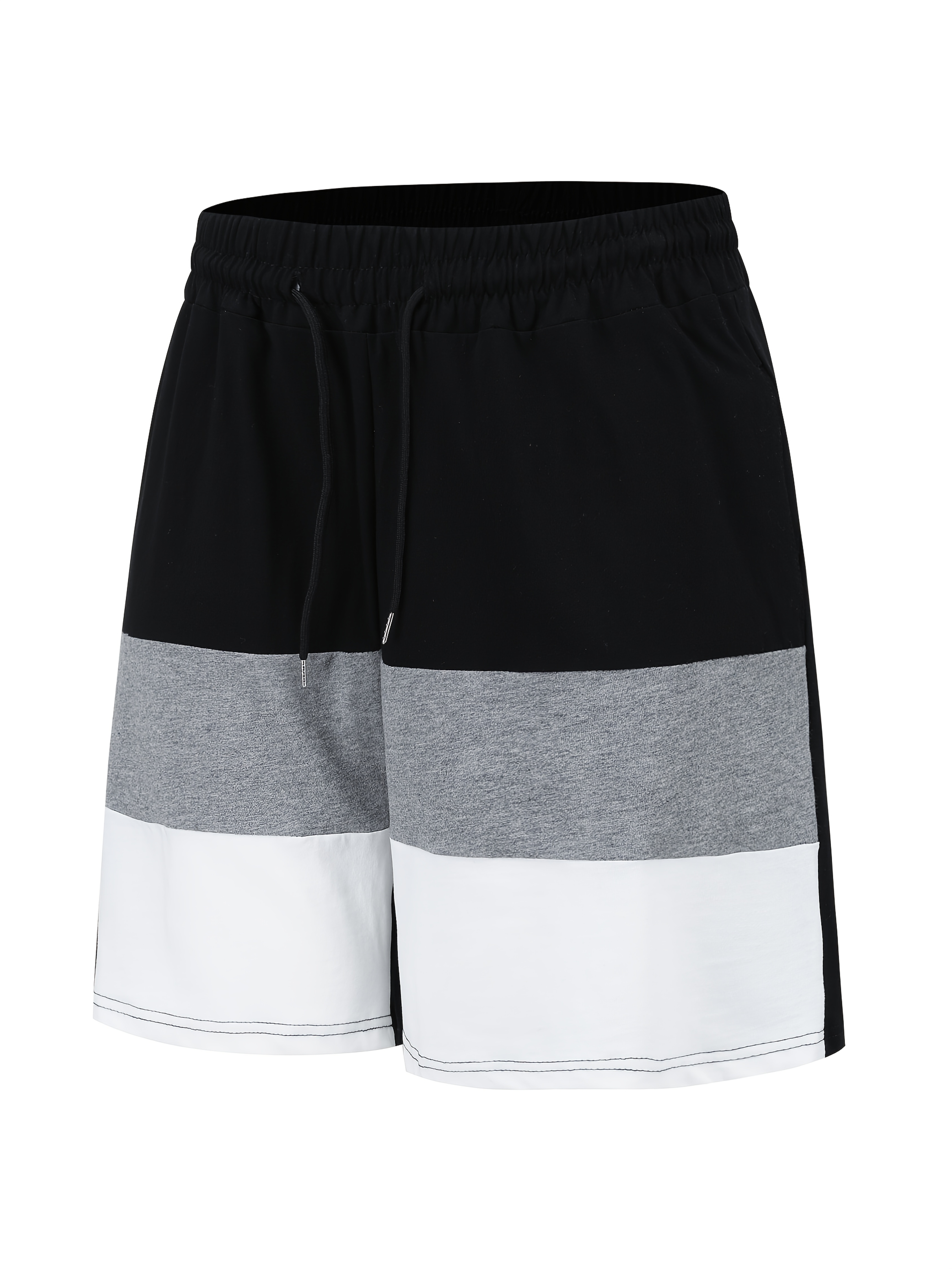 Men's Spring/Summer Casual Sports Hooded Short Sleeve T-shirt + Shorts Set Three-Color Contrast Design Outdoor Sportswear