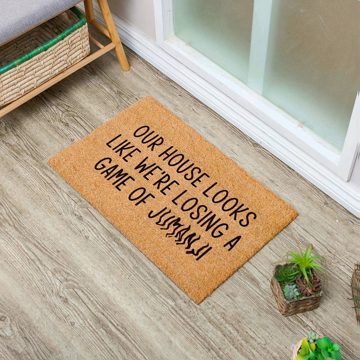 

Funny Coir Doormat Looks Like Losing A Game Of Welcome Front Porch For The Entrance Way Personalized Rug Outdoor With Heavy-duty Non Slip Coconut Doormat 23.6 X 15.7inch