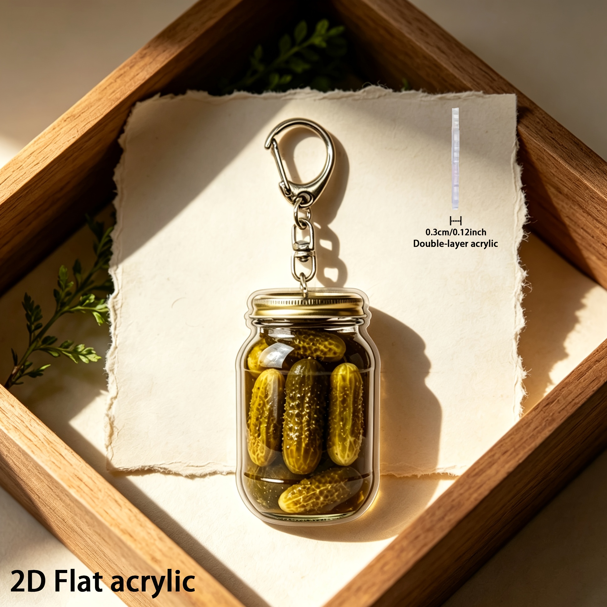TEMU 2d Flat Single Jar Acrylic Ornament Keychain, Novelty Food Themed Key Chain, Cute Bag Additions For Women Men Friend Birthday Gifts