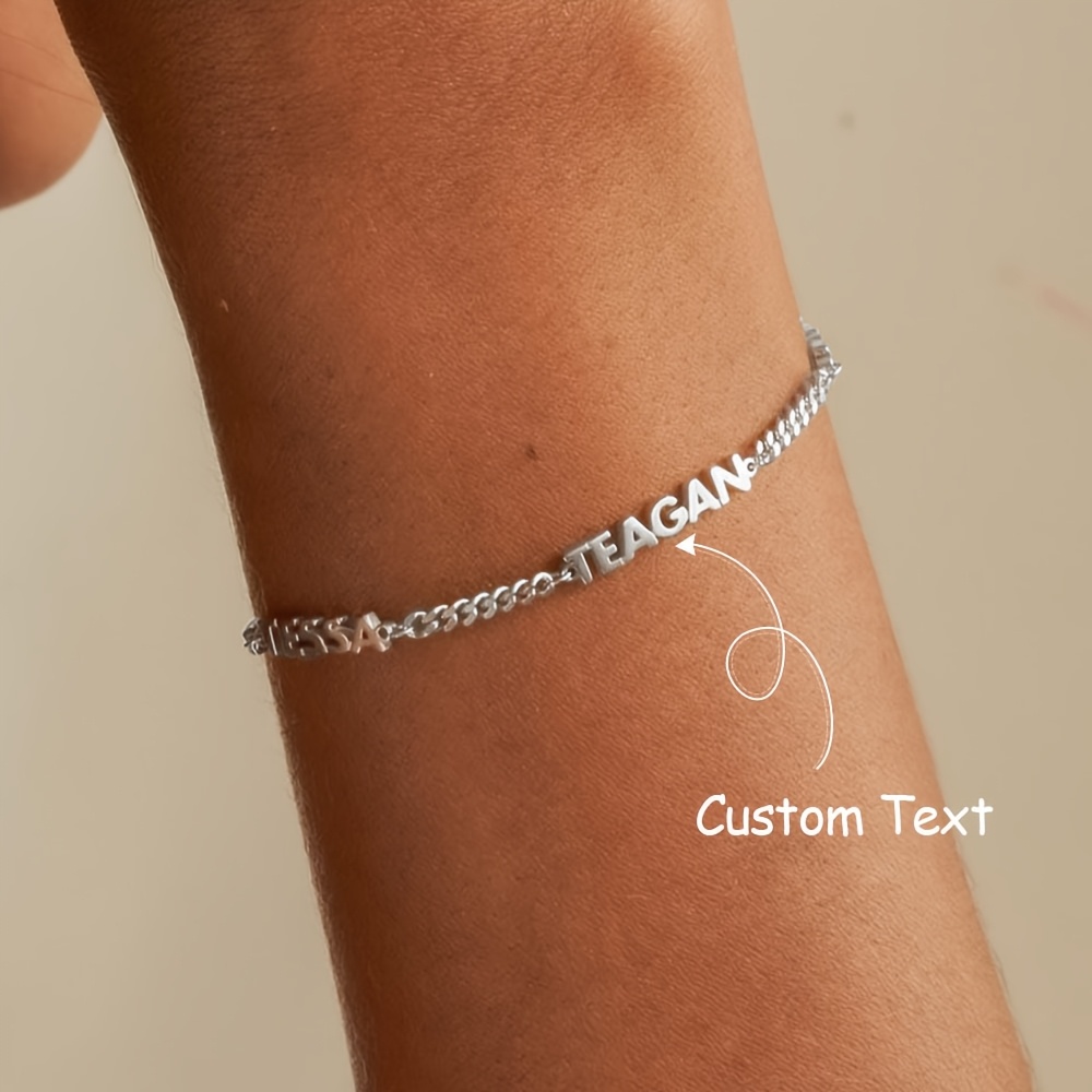 E-shop Personalisiertes Damenmode-Armband, personalisierbares Namensarmband, anpassbar 1-3 englische Namen, minimalistisches 304L Edelstahlarmband,