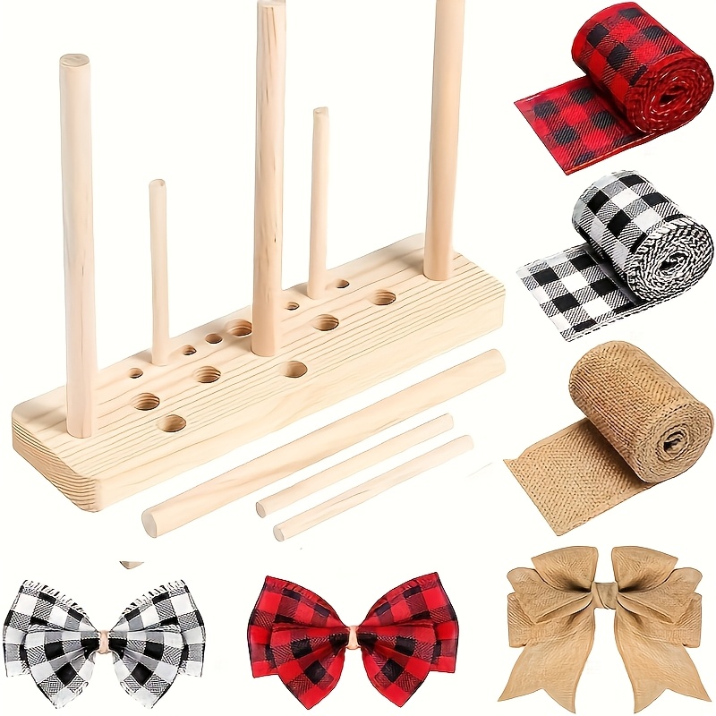 

Log Material Bow Making Tool Set Of 9 - Plain Wooden Bow Maker For Ribbon Wreaths And Bows Creation