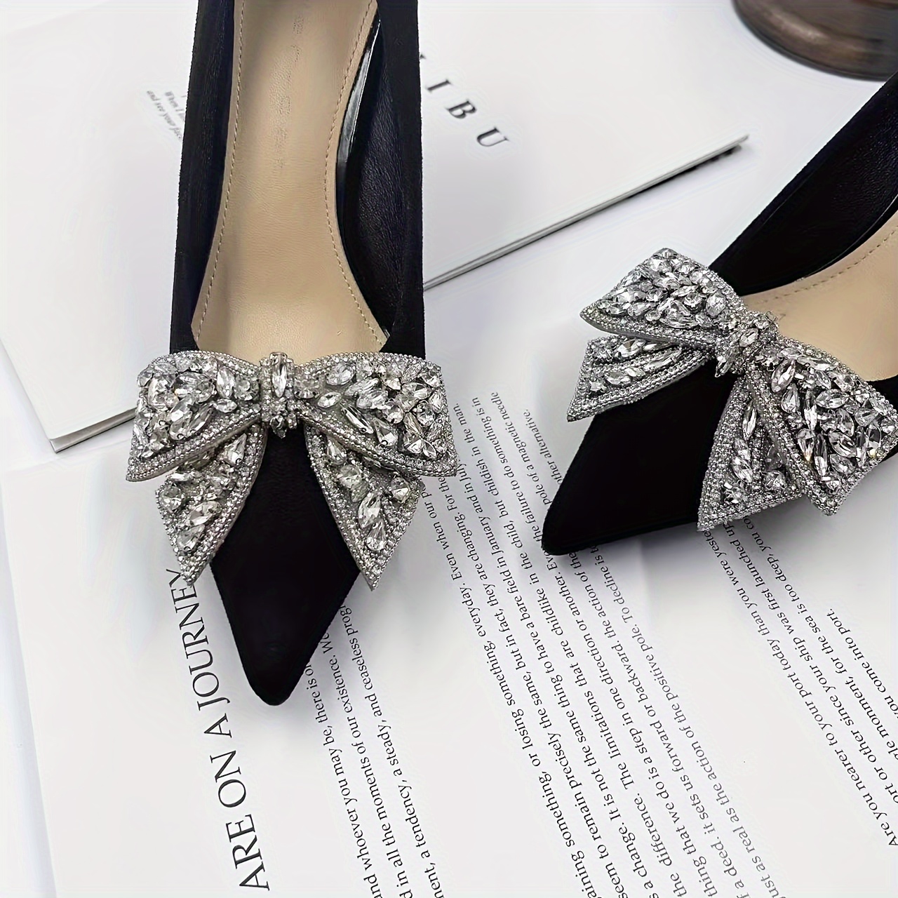 a pair detachable diy shoe accessories silvery bow Temu Bahrain