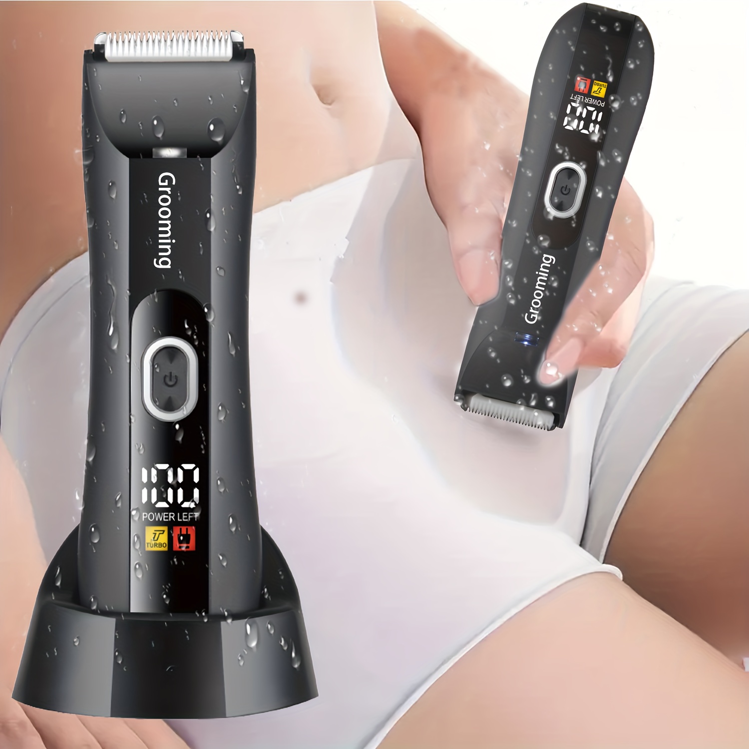 Waterbestendige trimmer en scheerapparaat voor lichaamshaar voor heren