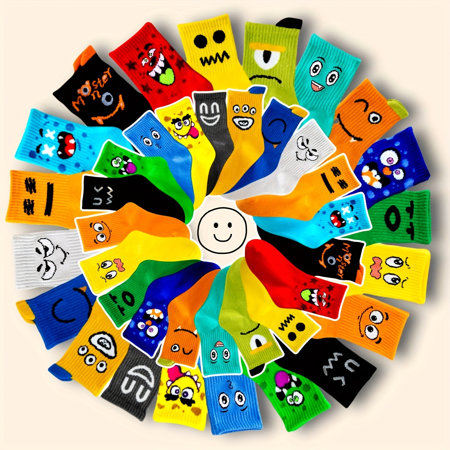 Random 10 or 20 Pairs of Boys' Monster Cartoon Sports Socks, Youngsters'S Spring, Summer, Autumn and Winter Back-to-School Season Student Socks, Colorful Outdoor Running Socks, Soft and Comfortable Four Seasons Socks, Holiday Birthday Party Gifts