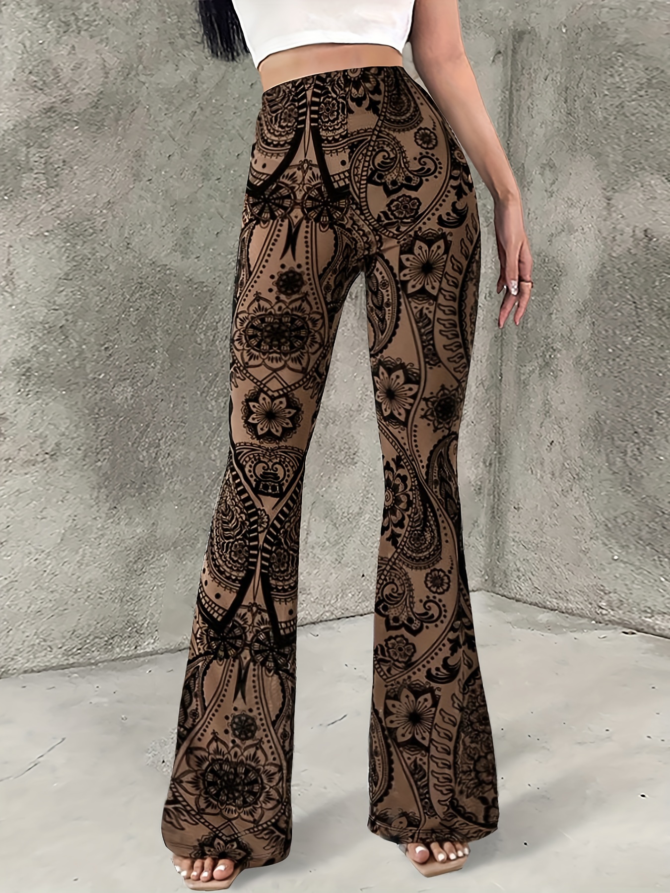 Geo Print Flare Leg Pants Boho Forbidden Pants Spring Summer