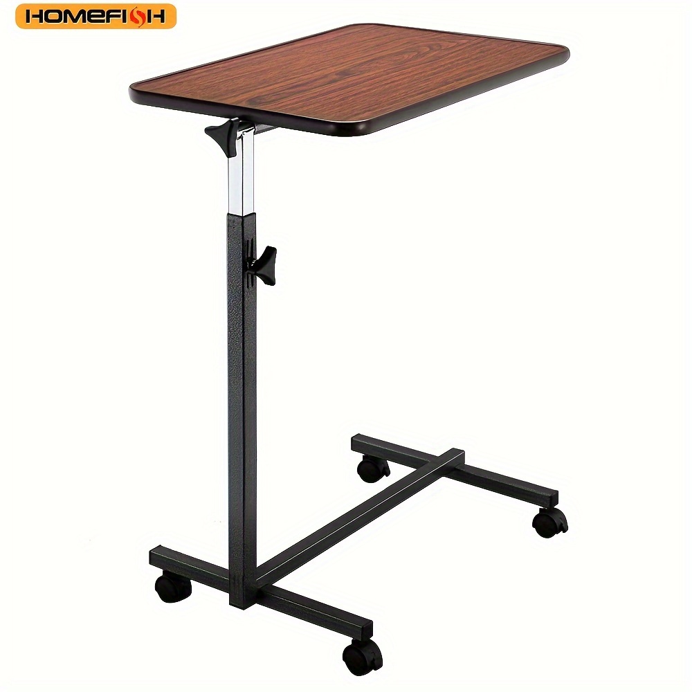 

Homefish Multifunctional Adjustable Bedside Table Iron/ With Brake, Grain Color