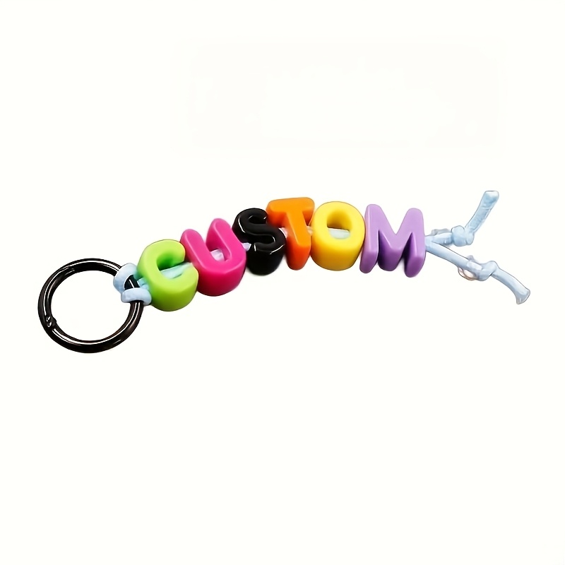 TEMU Llavero personalizable de del inglés con cuentas acrílicas multicolor, dije para mochila antipérdida con personalizado, accesorio grabado a DIY,