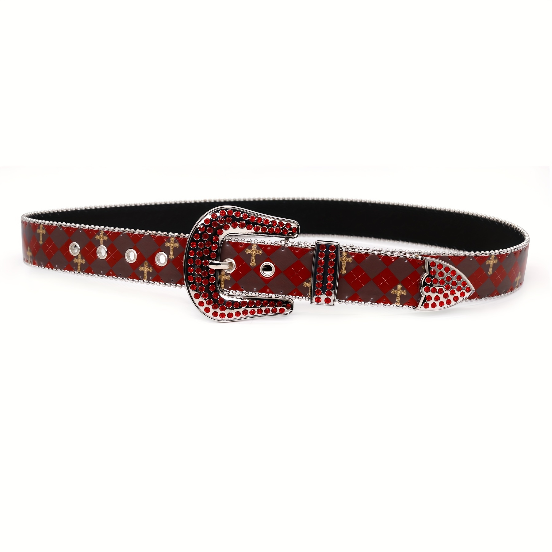 6762 Red Punk Waist Belt With Adjustable Shoulder Straps & Lace-up Details Mythrojan Medieval Leather Belt with Solid Brass Buckle - Red main image 3