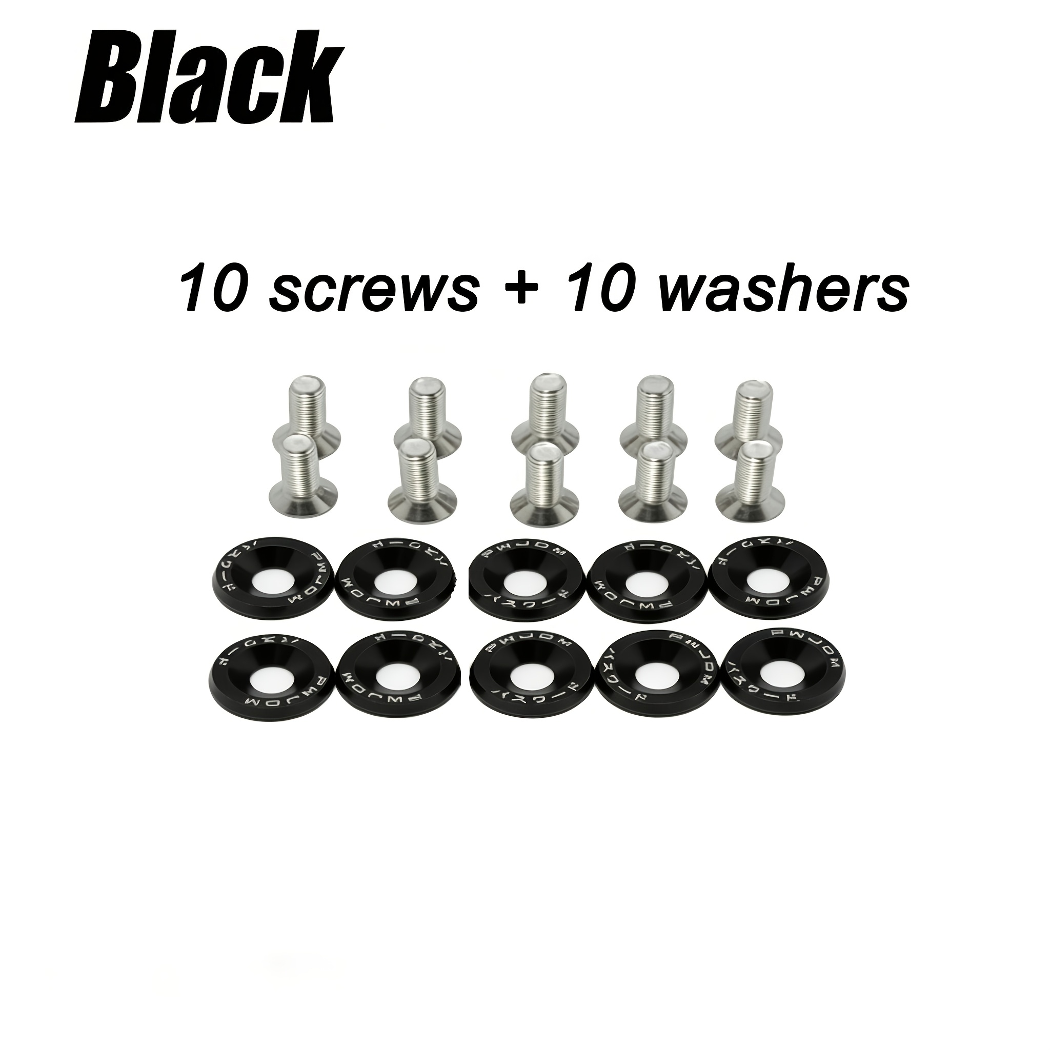 TEMU 20 piezas de arandelas para guardabarros modificadas estilo coche/20 arandelas, 20 tornillos/matrícula, tornillos decorativos para compartimento