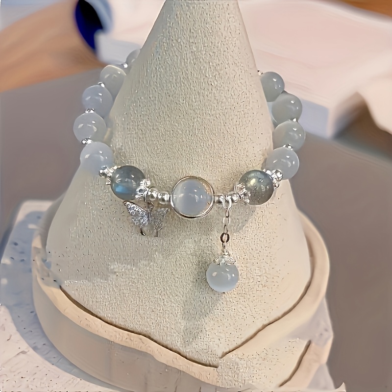 Cat's Eye Stone Star Butterfly Bracelet in Grey