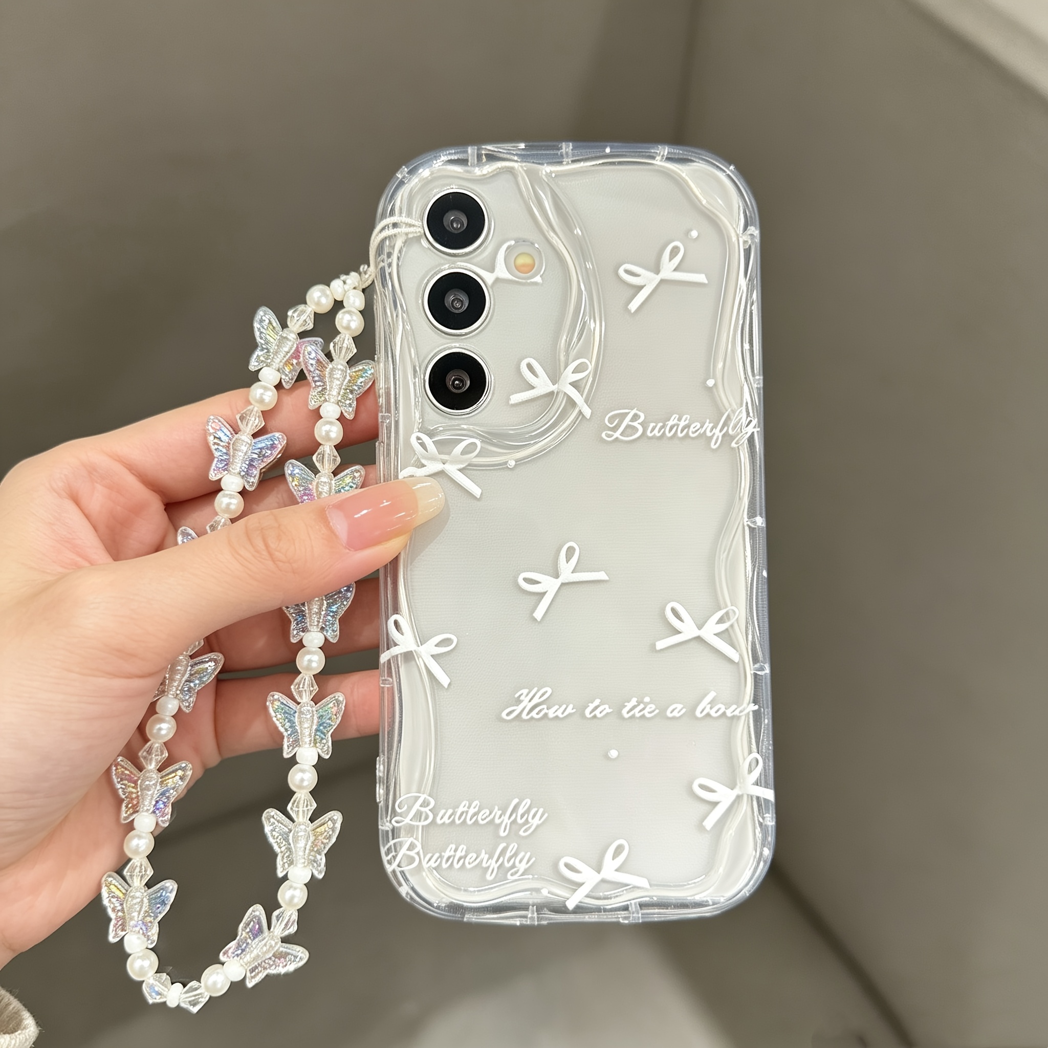 Etui za telefon - Bela pentlja Prozoren metulj Vrvica Primerno za etui za Samsung Etui za