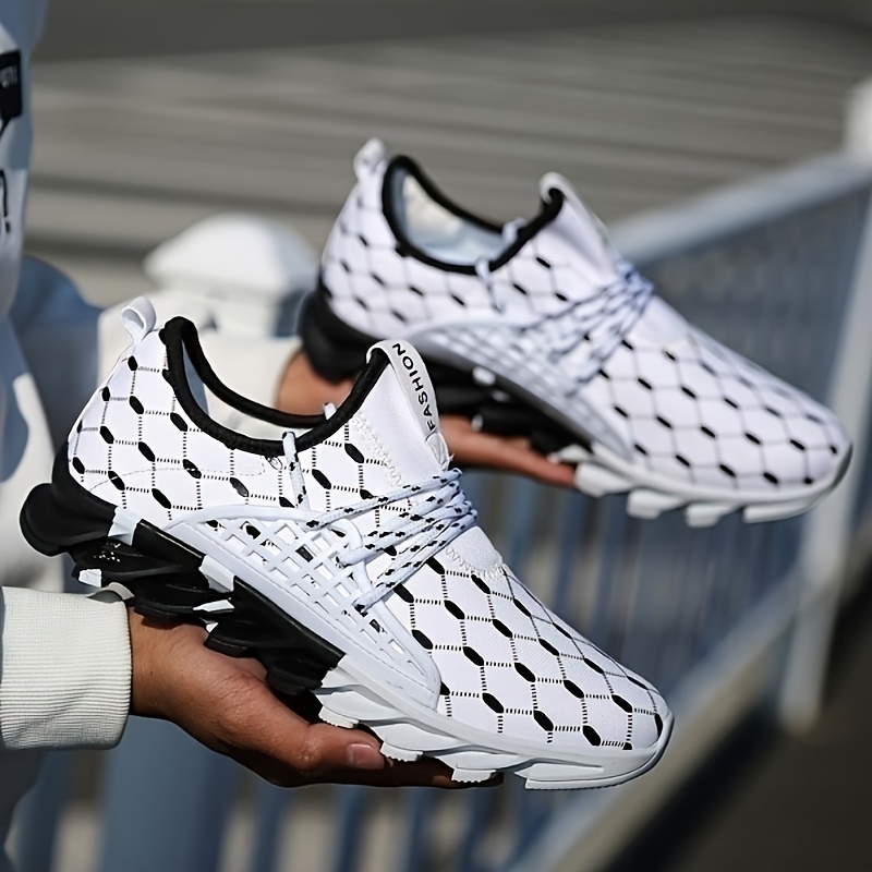 Image of Men's Low-top Sneakers Breathable Mesh Athletic Training Shoes - Wide Width Lace-up Running & Gym Shoes Suitable For Tennis, Casual Wear, - Use With Cushioned Md Sole And Cushioned Insole, Round Toe