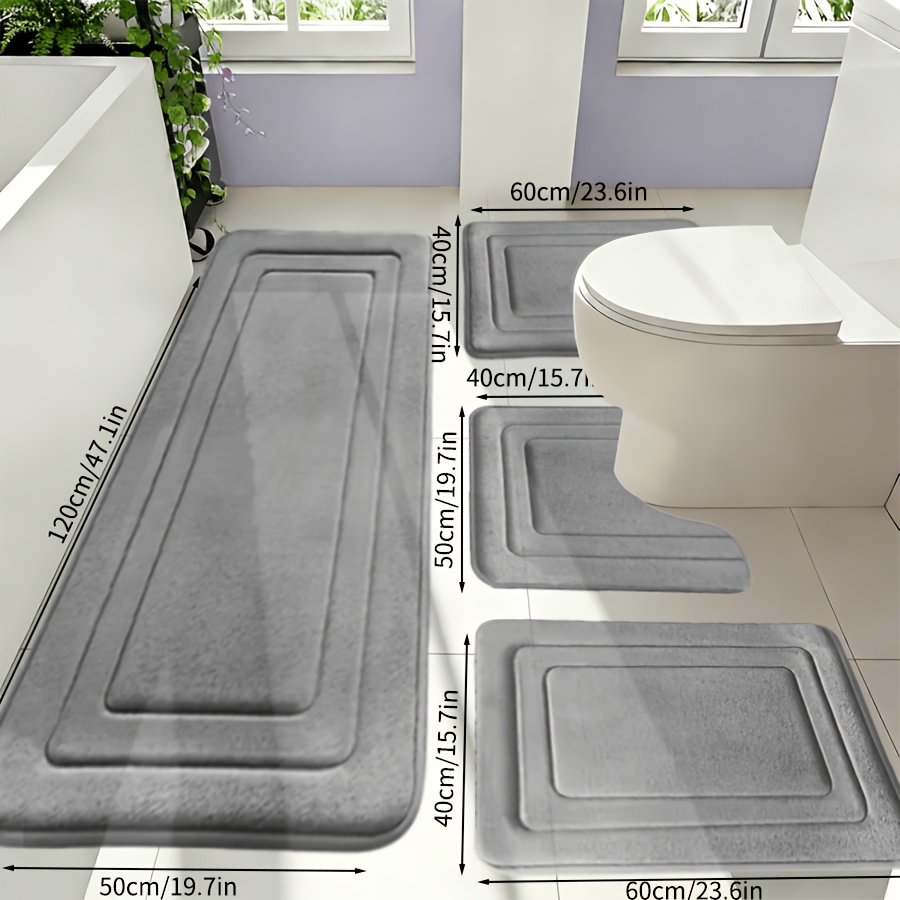 item picture 4pcs memory foam bath mats super absorbent bathroom rugs quick drying machine washable thickened non slip bath mat soft and comfortable carpet     home decor mats suitable for bathroom bathroom additions kitchen area rug