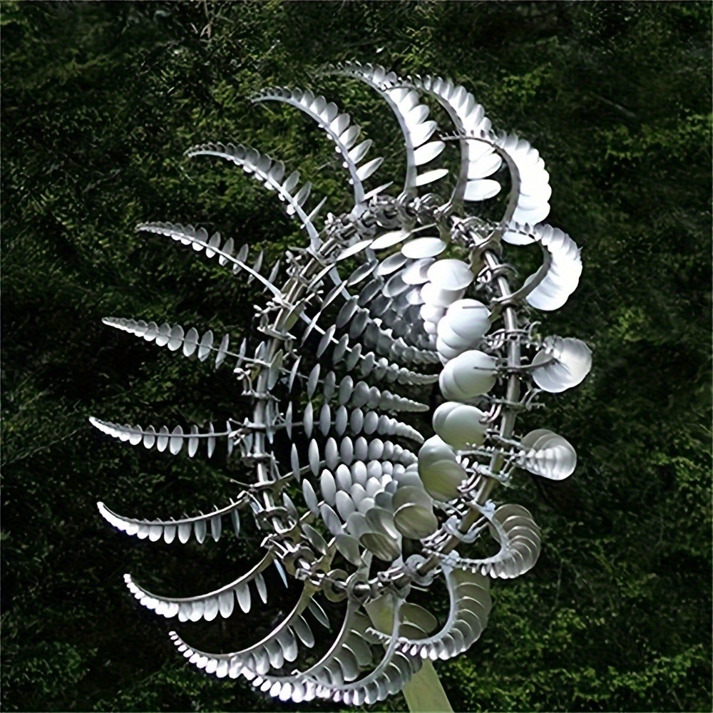 

Unique And Magical Metal Windmill, 3d Wind Powered Kinetic Sculpture, Metal Wind Spinner Solar, Wind Spinners For Yard And Garden, Wind Catchers Metal Outdoor Patio Decoration (1pcs -silver)
