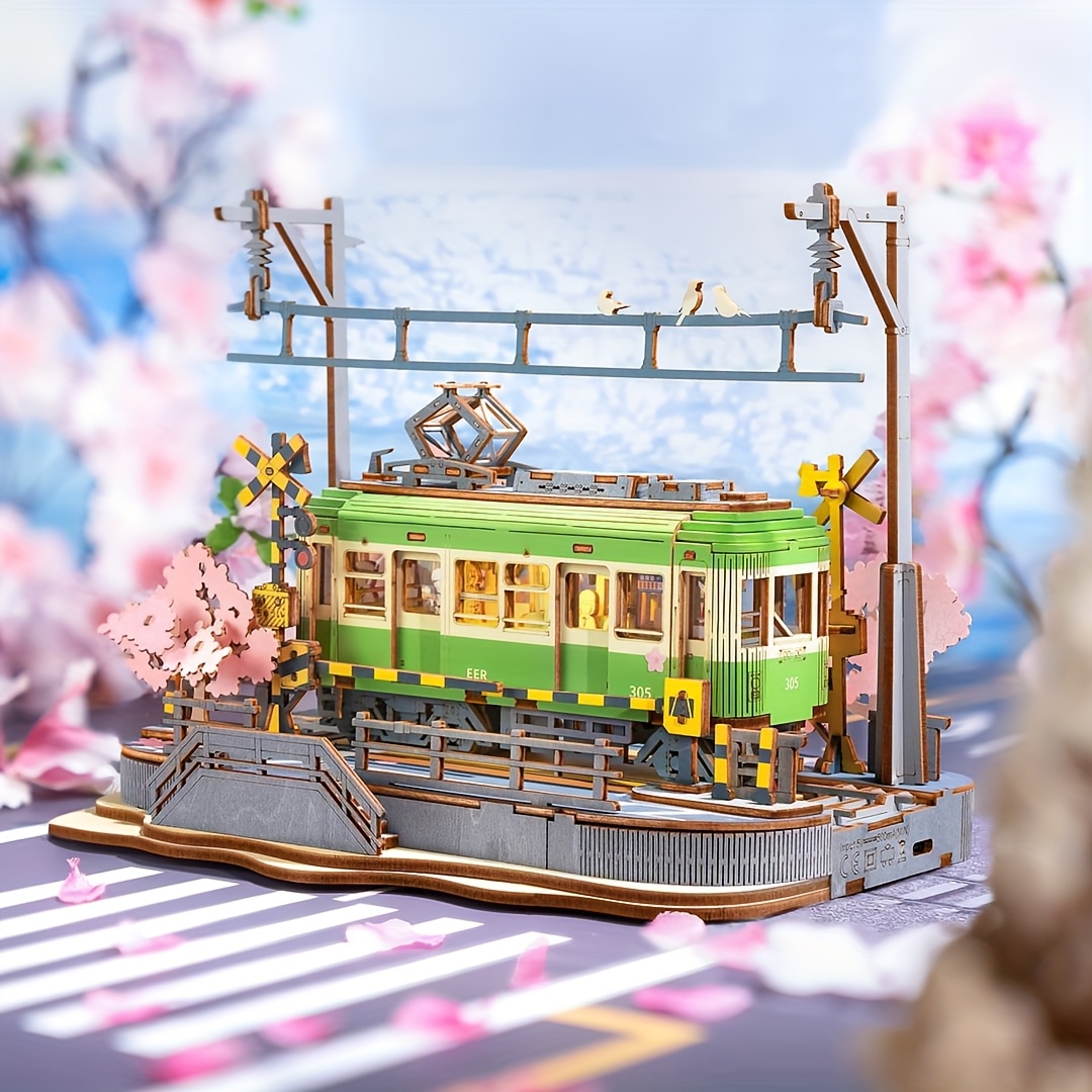 TEMU Rolife Diy 3d Wooden Puzzle Model Kit - Sakura Themed Sakura Journey Building Set, Creative Craft For Adults And Teens, Home Decor Assembly Gift