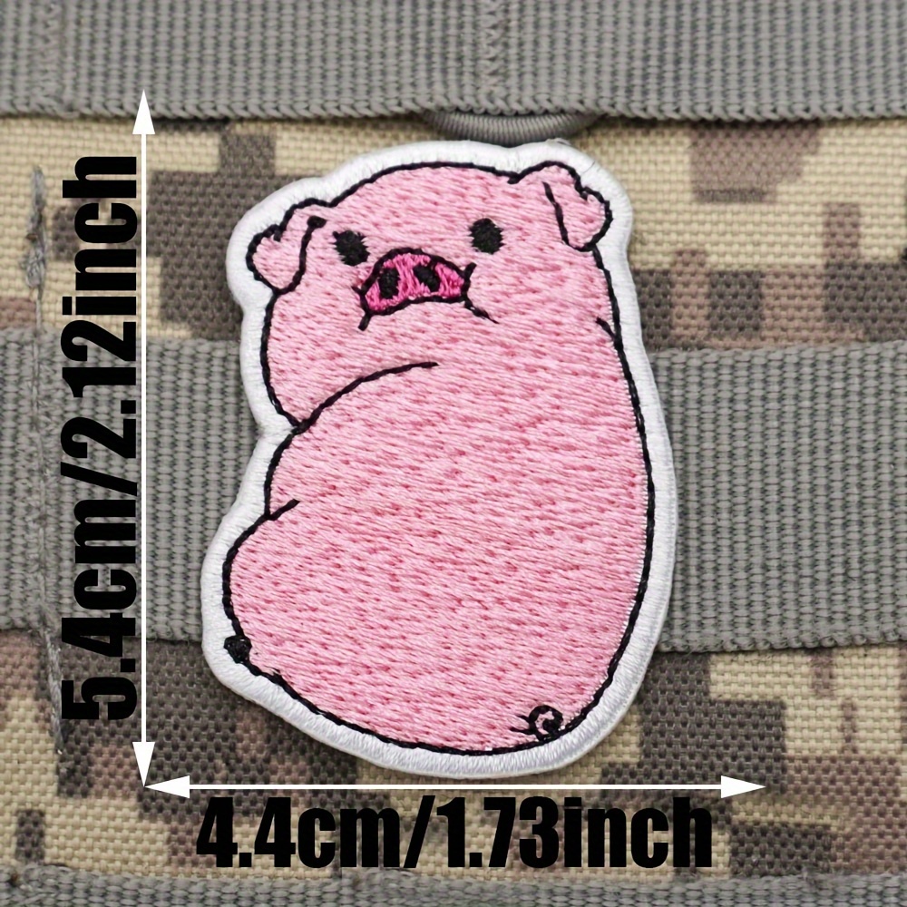 Cute Pink Pig Embroidered Patch With Hook Back + Vest/suspenders Badge Embroidered Hook-and-loop Fastener Backing Backpack Patch Clothing Applique