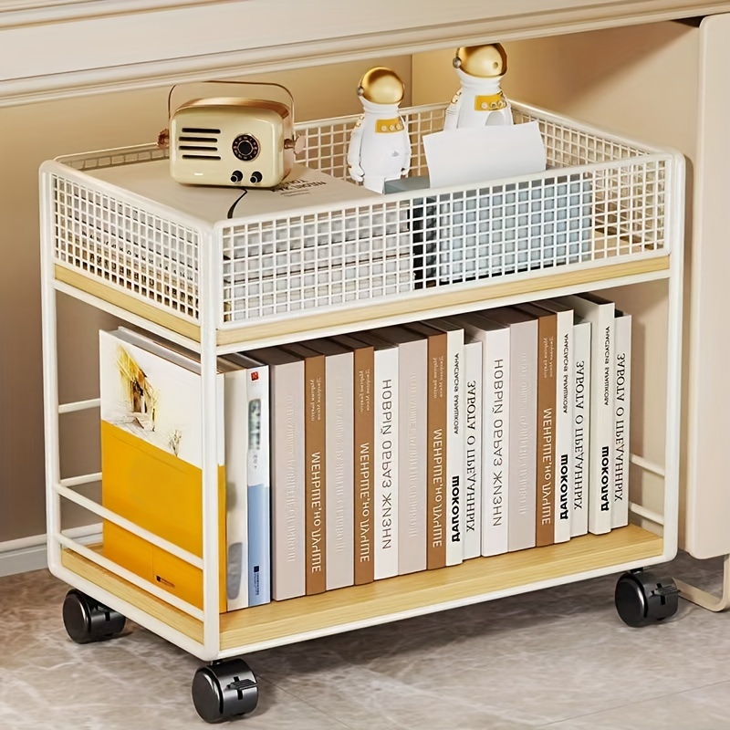 multi tier metal mesh bookshelf with wheels space saving rolling storage organizer for books plants more no     home   shelves utility racks Product details 1