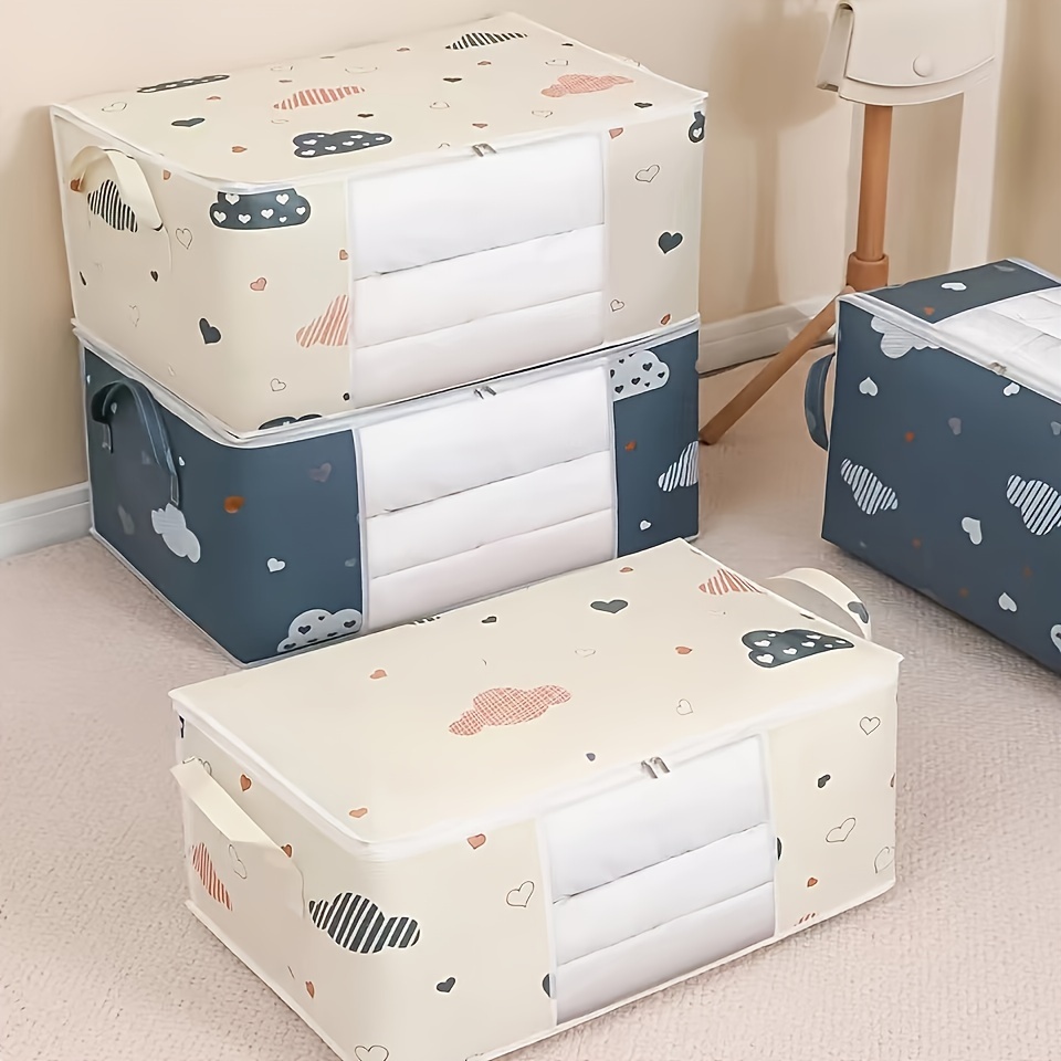 

Cartoon Pattern Clothes Organizer With Zipper Closure, Dust-proof Large Capacity Bag For Bedroom Moving, Home Storage