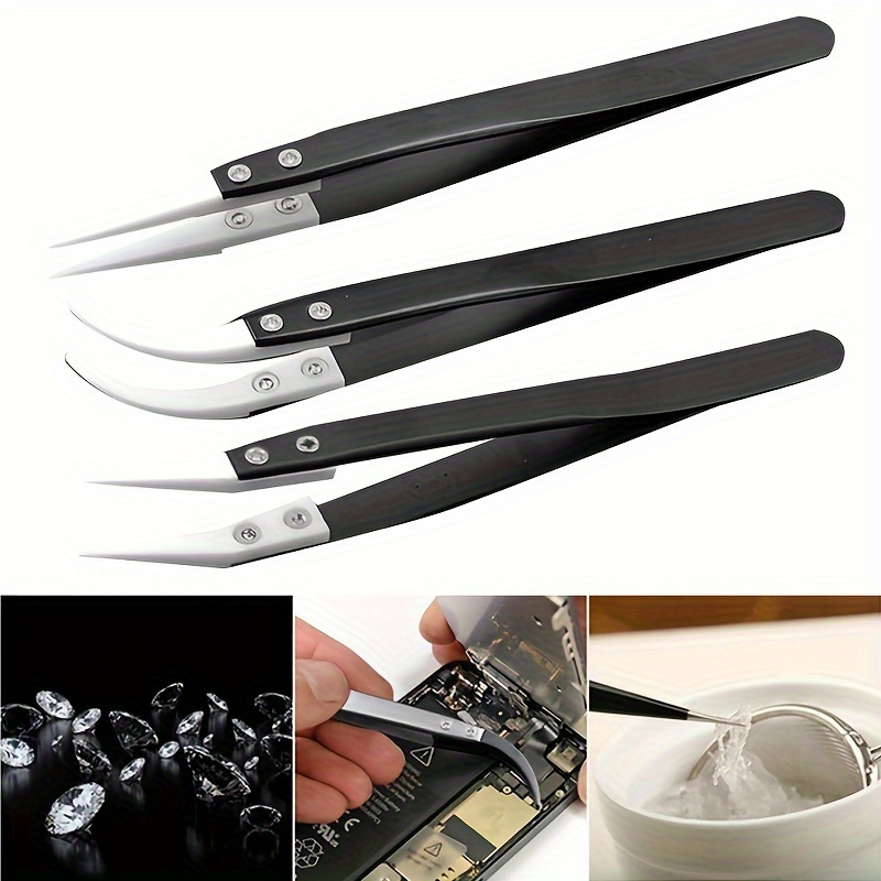 3in 1 ceramic tweezers heat resistant anti static reverse