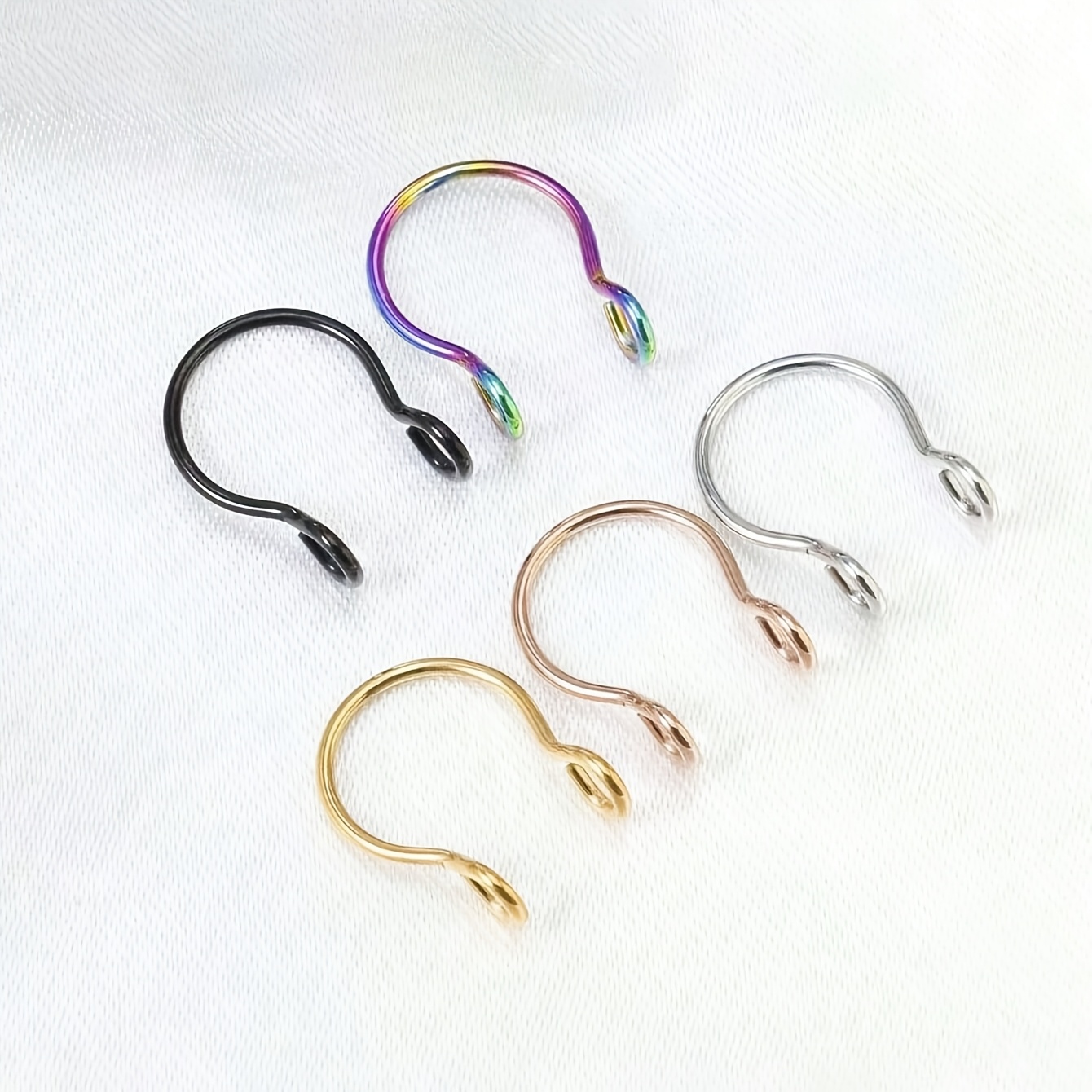 Women's Stainless Steel Round Faux Lip Ring Non-Piercing Nose Ring