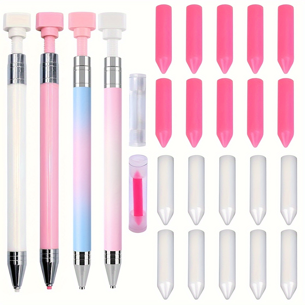 

Diy Diamond Painting Pen Set With Rotating Bead Picking Tool, Diamond Art Accessories, Plastic Material, Includes Wax Pencil And Storage Case