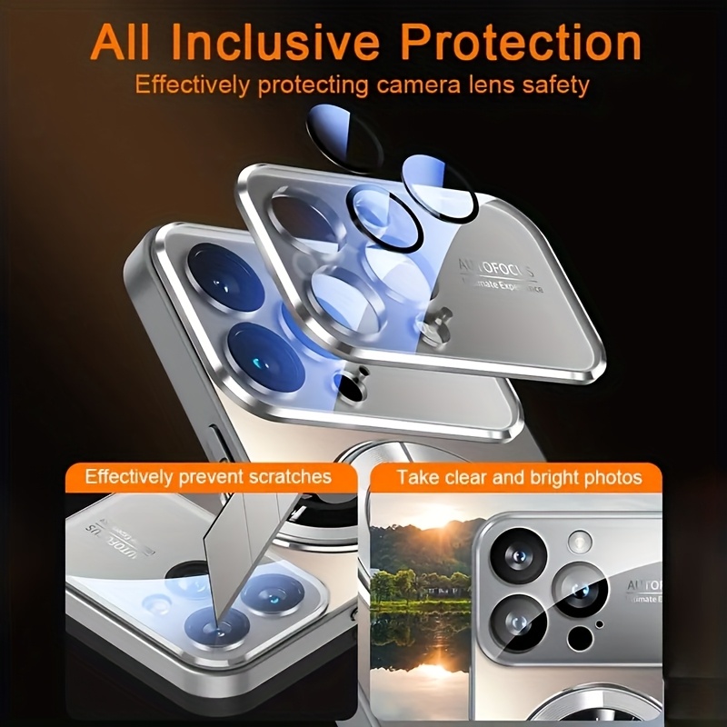 luxury glass window magnetic wireless charging phone case for iphone 17 16 15 14 13 12 11 pro   15 14 plus shockproof pc hard back cover Product details 2