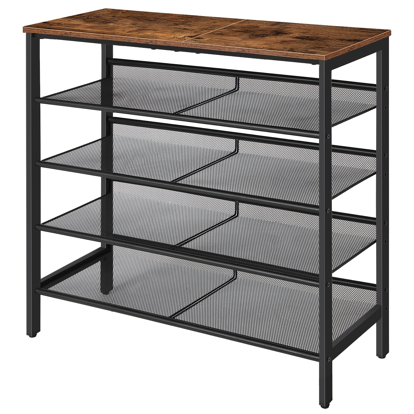 5-tier Shoe Rack - Adjustable Metal Storage | Holds 16 To 20 Pairs Of Shoes, Suitable For Entryway And Hallway - /black , Hoobro