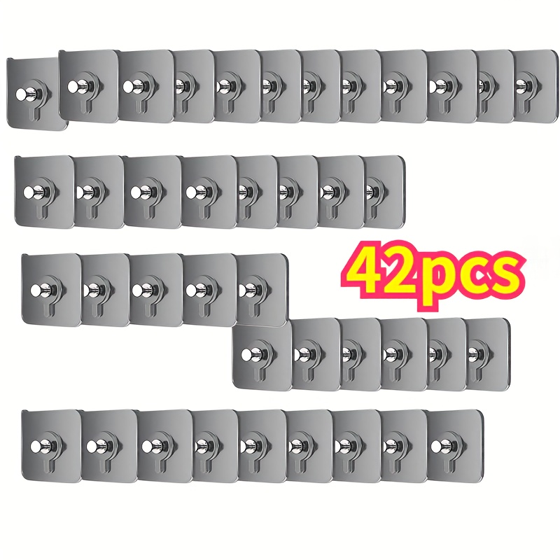 Strong Adhesive Wall Hooks 42pcs Modern Waterproof No Damage For Pictures, Frames, Posters, Clocks Suitable For Home, Office Practical And Convenient Life Helper Modern Minimalist Style, Utility Hooks