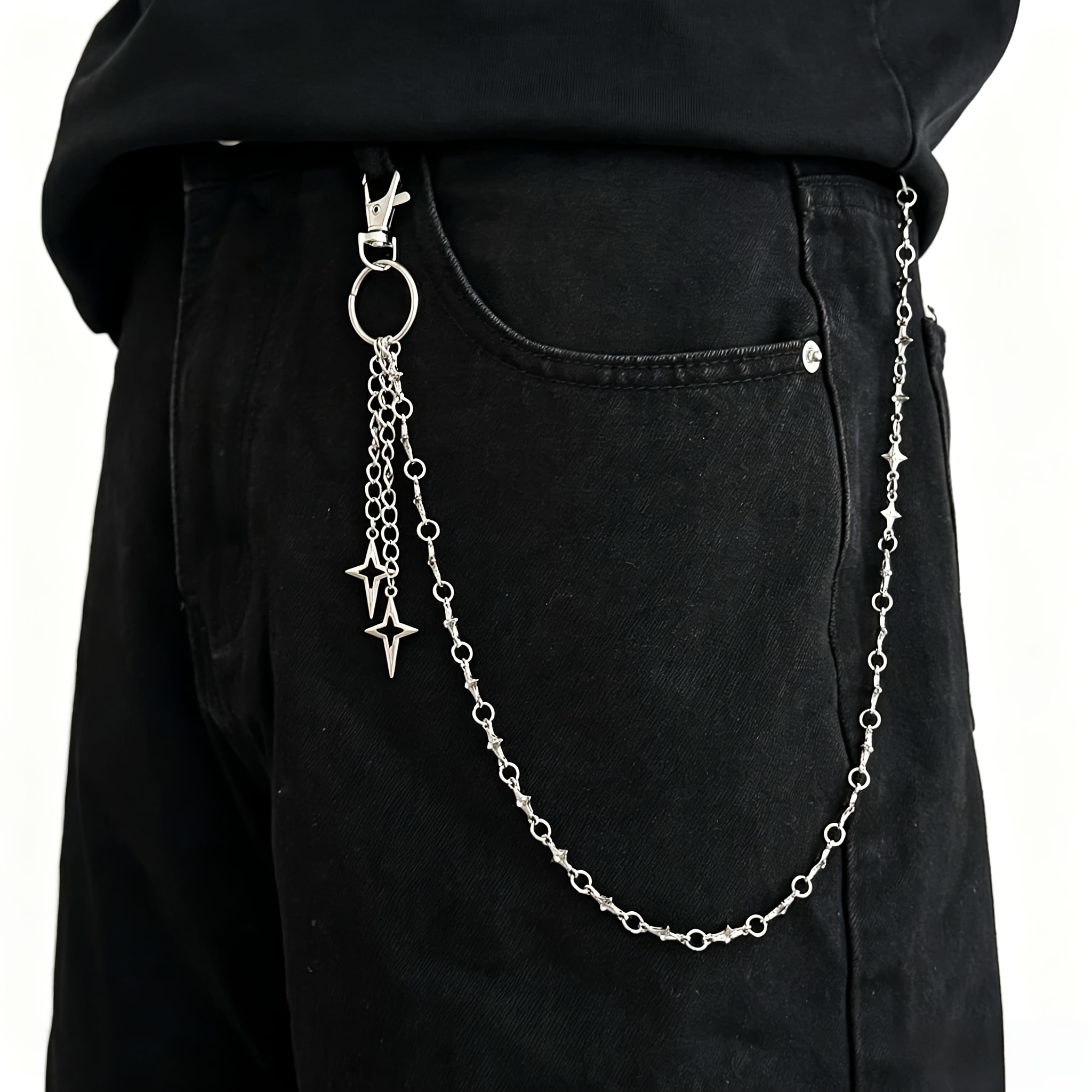 TEMU Pants Chain, Star Pendant Metal Chain Waist Belt, Y2k Minimalist Street Style, Unisex For Men And Women, & Cargo Pants Decorative Chain, Daily