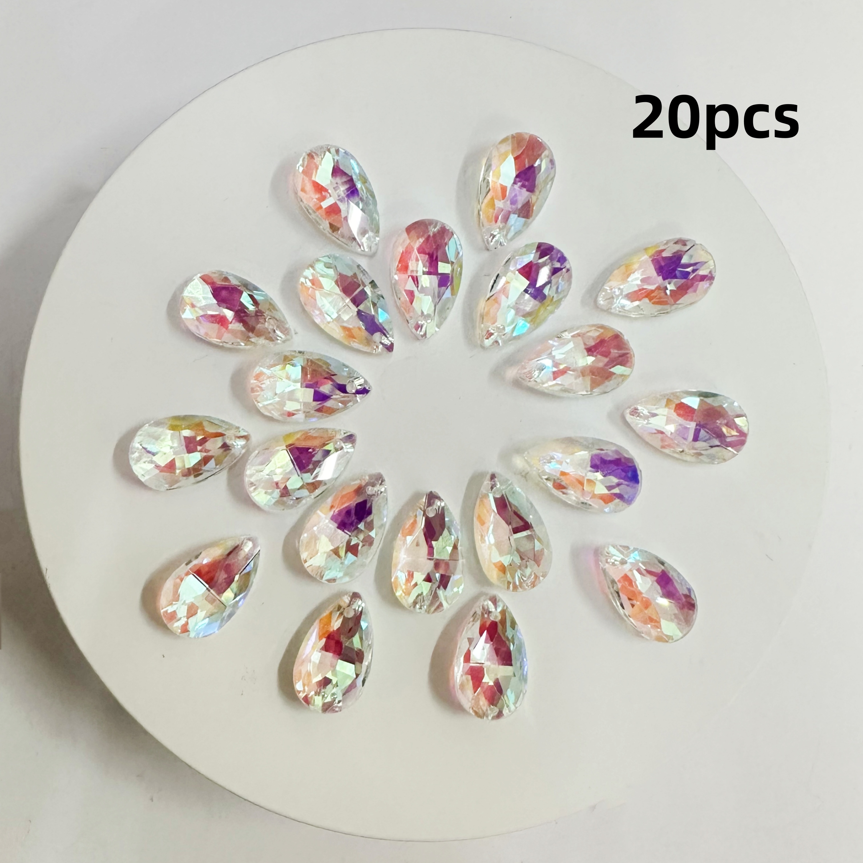 10pcs/ 20pcs Transparent Clear Laser Tears Glass Pendant Water Jewelry Beads Chandelier Lamp Parts Garland Curtain Streamer Shining Suncatcher Wedding Hanging Decor, 22mm