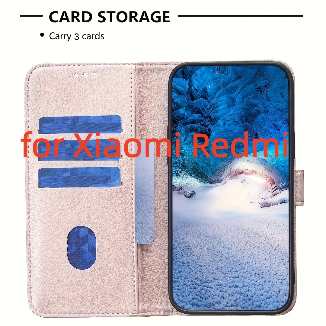 Cover Portafoglio In Pelle Per Xiaomi Redmi 13 4G/5G, Custodia A Libro Con 3 Slot Per Carte E Supporto, Chiusura Magnetica, Colore Oro Rosa