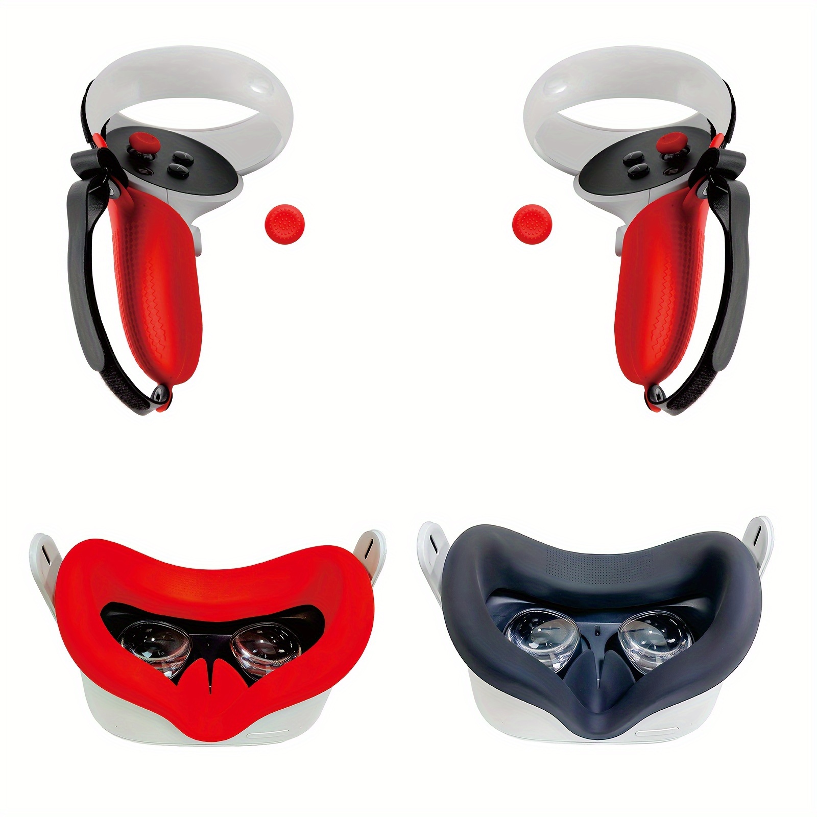 TEMU Ooavr Vr Controller Grip Cover Accessories For 2, 2pcs Vr Silicone Face Pad, 1 Pair Vr Grips Cover And Thumbstick Covers