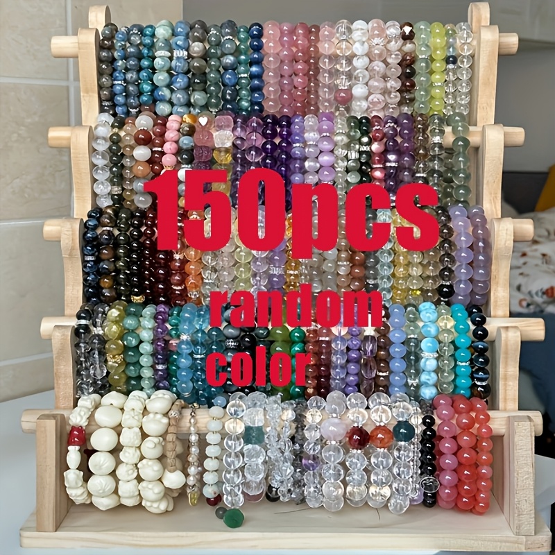 TEMU 150pcs Multicolor Glass Bead Elastic Bracelets Pack - Color Random Suitable For , Elastic Stretchable With Glass Beads For Parties, Casual