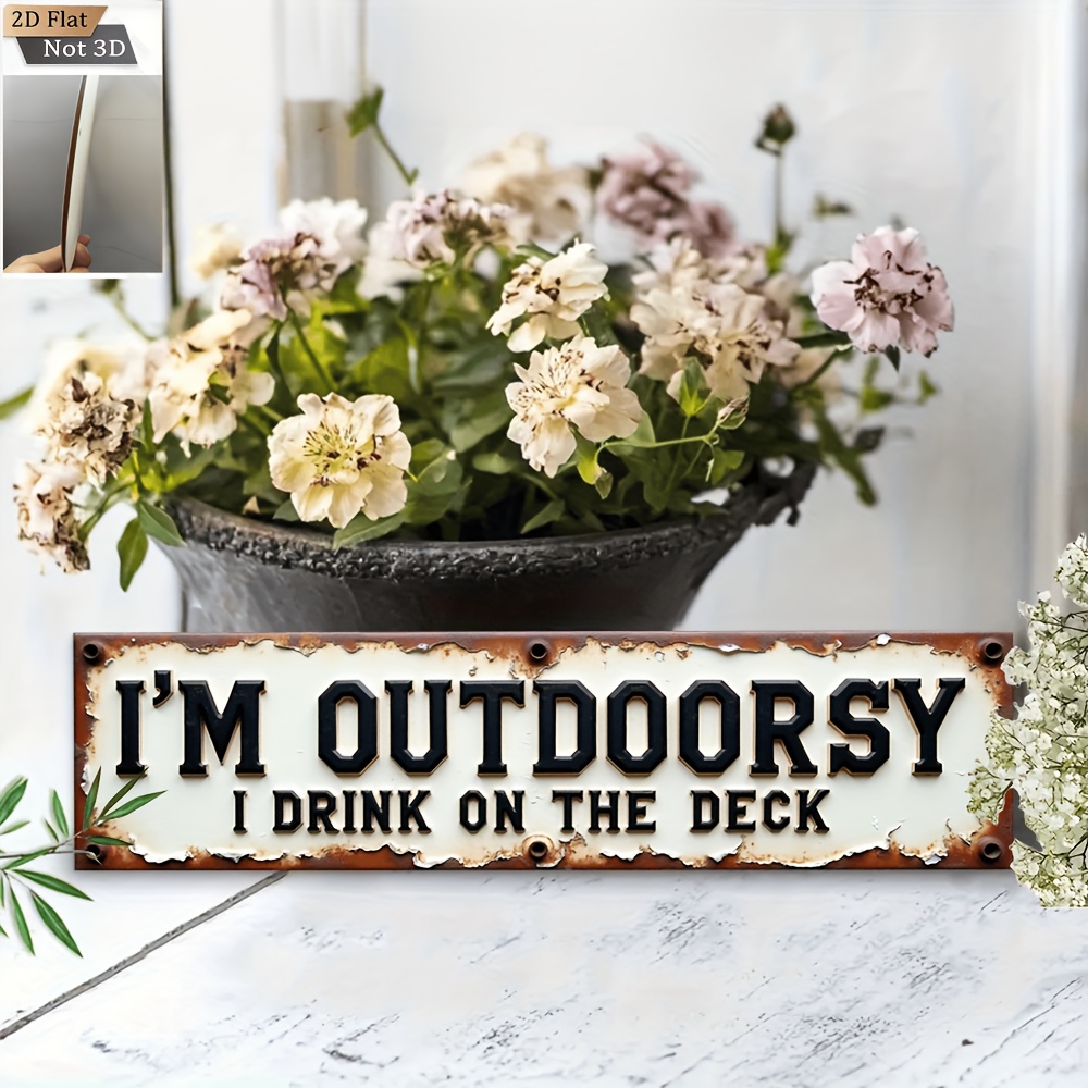 TEMU 2d Flat, 1pc 2d Flat Wood Wall Hanging, 1pc Humorous Rustic Vintage Wall Sign With "i Like The Outdoors, On " Design, Indoor/outdoor Decor,