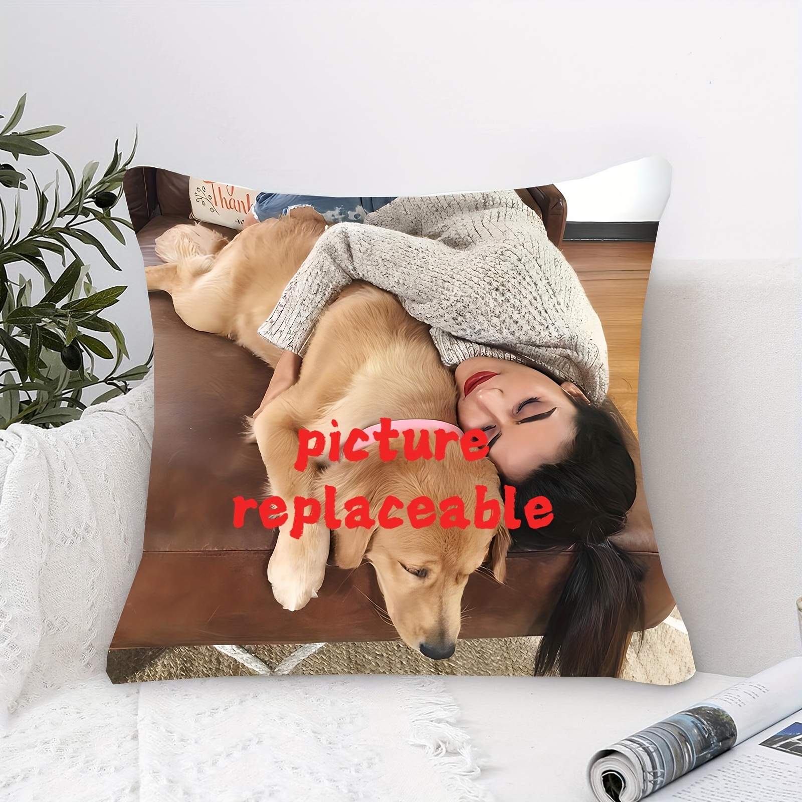 

1pc, Custom Short Plush Single Side Print 18x18 Inch, Customized Commemorative Pillow For Your Beloved Dog, (cushion Is Not Included)
