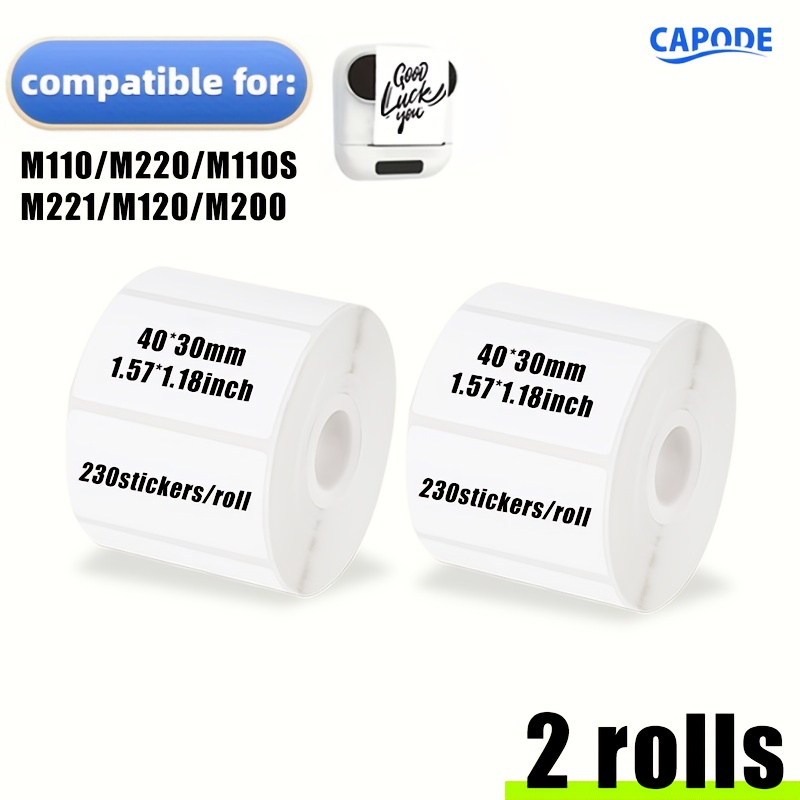 Image of 460 Stickers/roll - 1.57"x1.18" (40x30mm), Compatible With M110/m221/m220/, Barcode/addressing/mailing/business/home Sticker Pack Of 2 Rolls