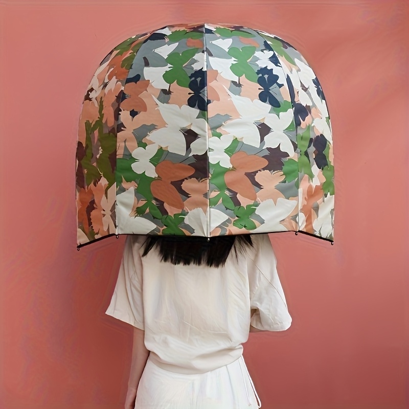 KEAPLAYEE 8-Rib All-Weather Long-Handled Umbrella - 190T Heavy-Duty Pongee Fabric, Manual Open/Close, Durable Iron Handle, Stylish & Functional for Outdoor Travel & Commuting, Outdoor Umbrella, Commuting Accessory, Fashionable Accessory, Highquality Canopy