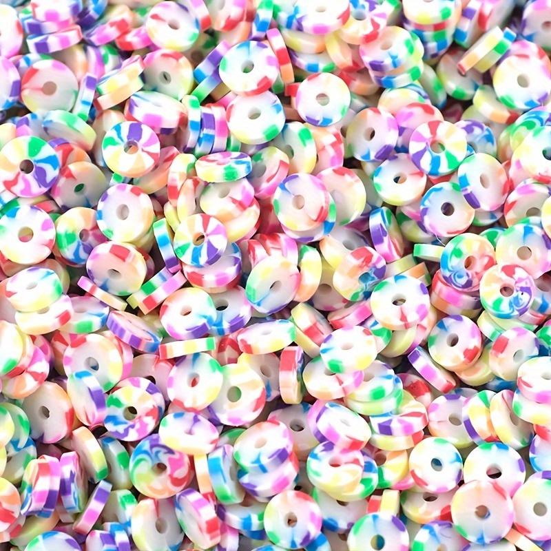 Image of Approximately 500pcs Of 6mm Assorted Colored Polymer Clay Heishi Beads For Crafting Bangles, Necklaces, Earrings, Mobile Phone Chains, And Jewelry Additions