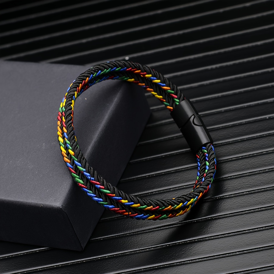 E-shop 1 Stück Vintage Bunte Geflochtene Doppelschicht Magnetverschluss Armband, Freundschaftsschmuck Geschenk für Freunde