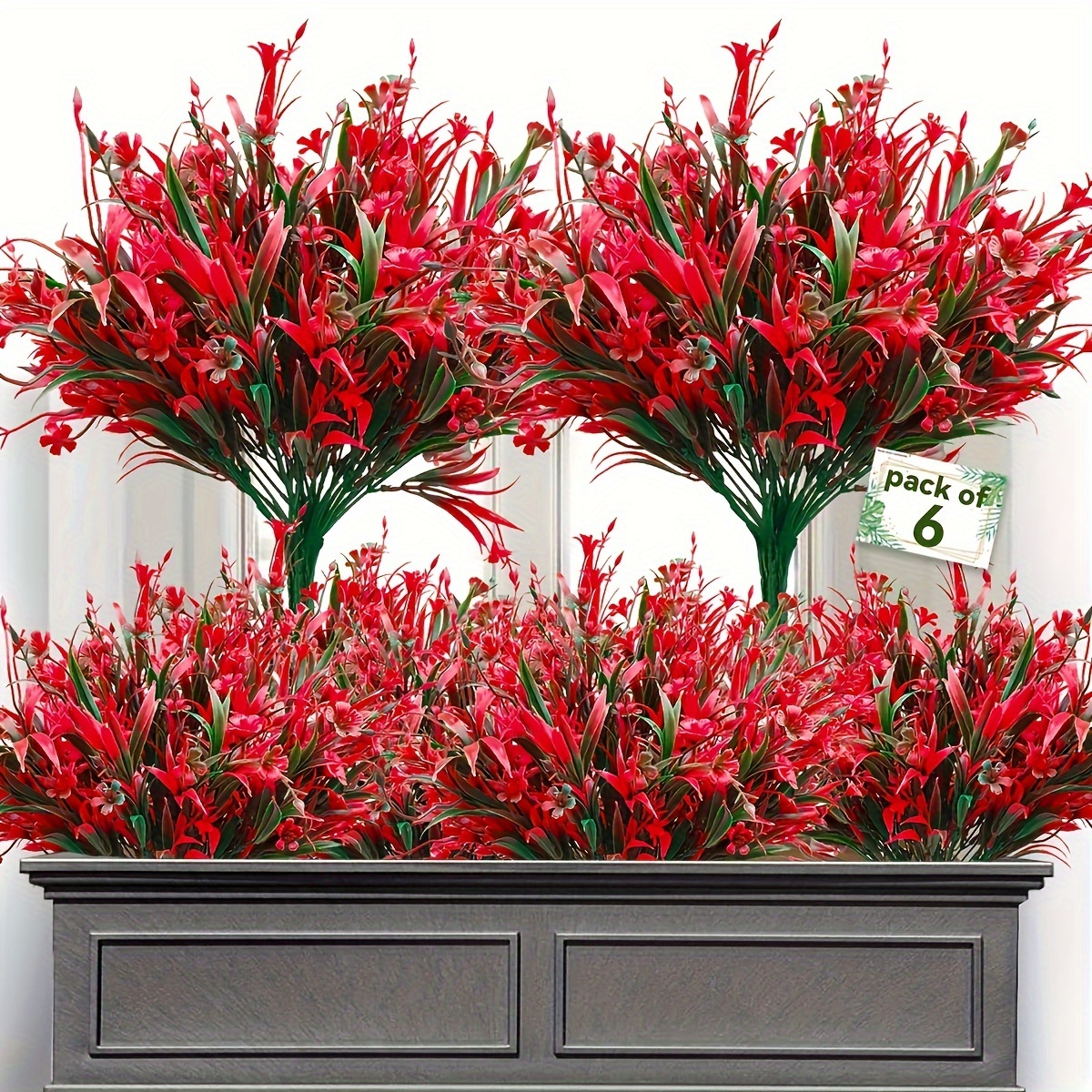 

6-pack Artificial Flowers, Uv-resistant Plastic Plants, Freestanding Outdoor Holiday Decorations For Christmas, Halloween, Thanksgiving, Valentine's Day - Floral Theme, No Electricity Needed