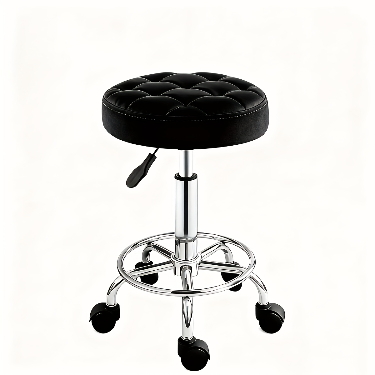 1 Adjustable Height Round Soft Cushion Beauty Stool With Durable Metal Base, Professional Spa And Barbershop Stool, Suitable For Beauty Salons, Bars, Bedrooms, Living Rooms, Applicable In Multiple