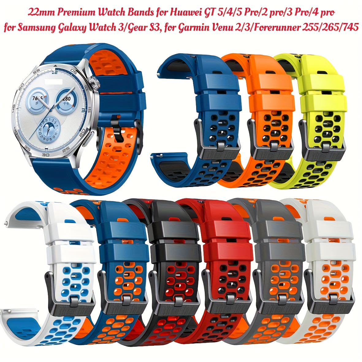 22mm soft colorful breathable waterproof silicone sport Temu