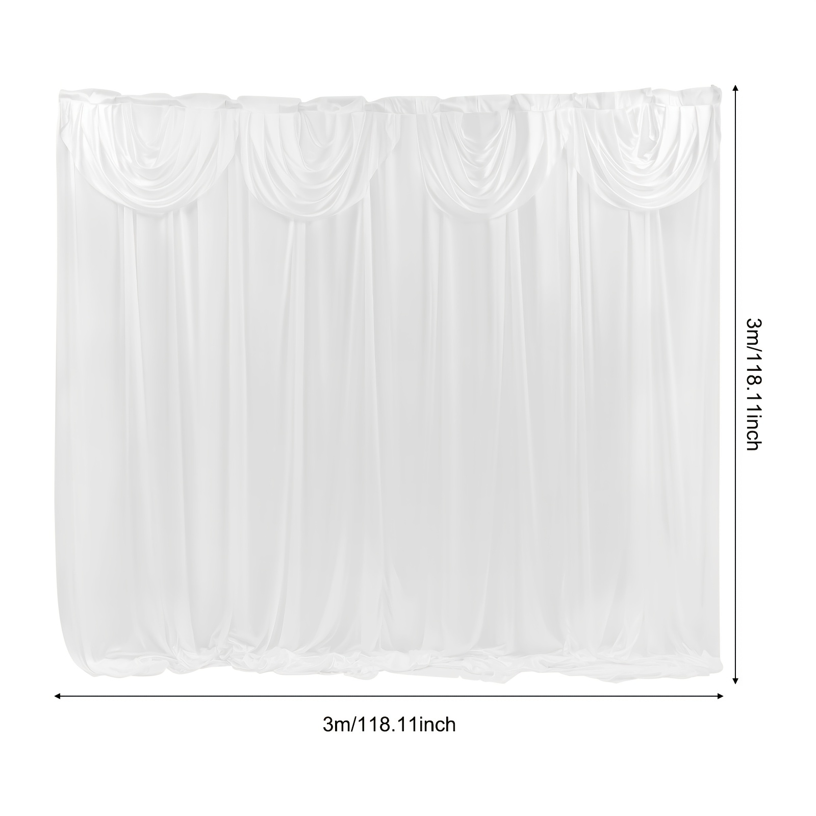 Drape Curtain Household Background Drape Curtain Wedding Party White 300x300cm
