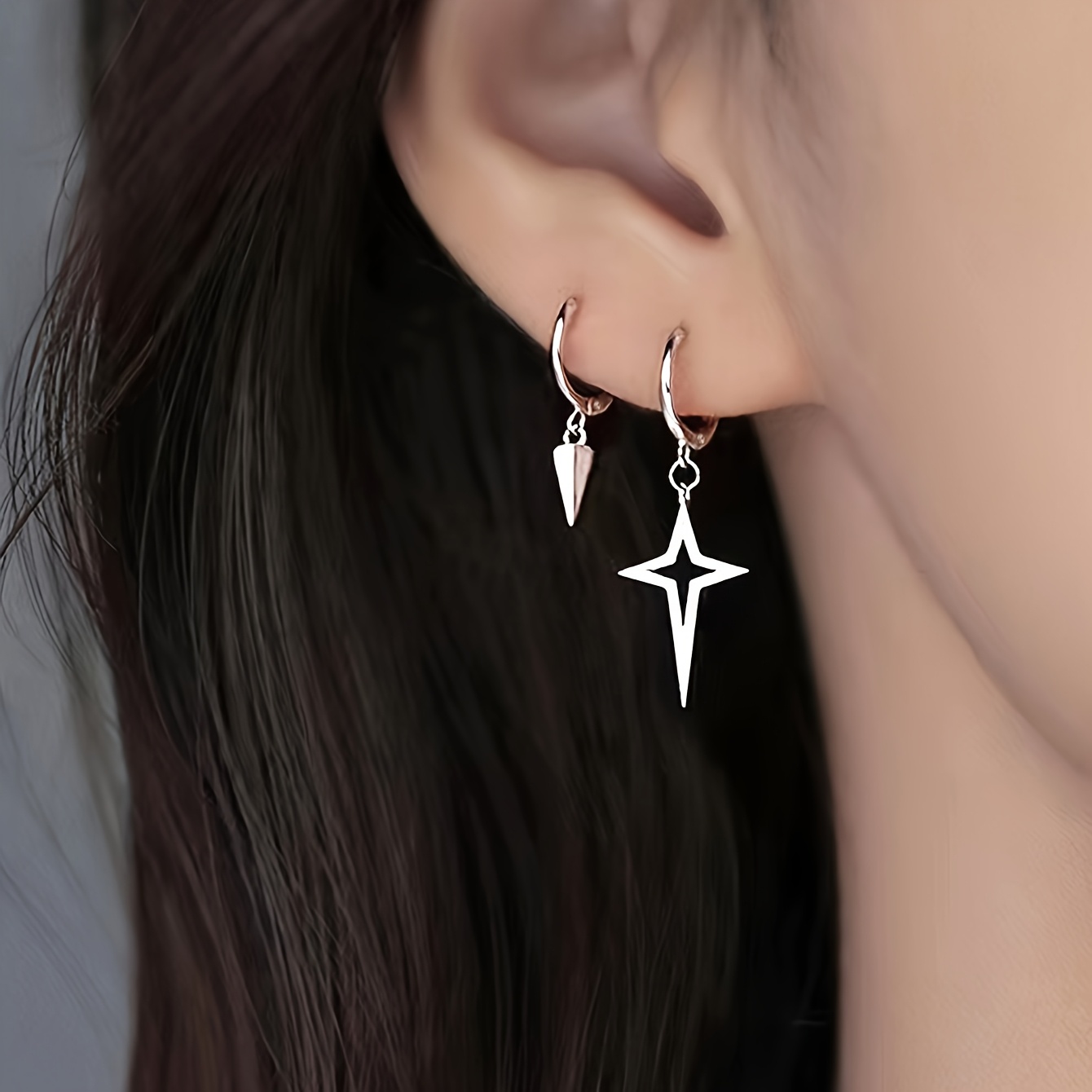 Popular Women's Stud Earrings, 1 Pair, Asymmetrical , Niche Ear Jewelry