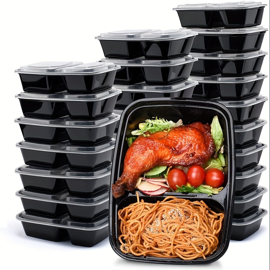 TEMU Christmas 50sets 30.6oz Meal Prep Containers Reusable 2 Compartment Food Storage Containers With Plastic Kitchen