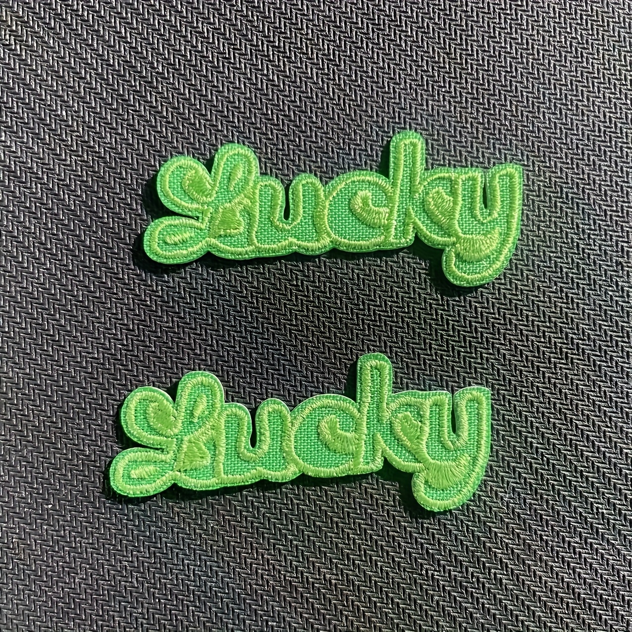 TEMU 2pcs Of Embroidered Patches - Green Heat Transfer / Sew-on Letters For Clothing Repair And Decoration. Durable Embroidered Fabric Patches